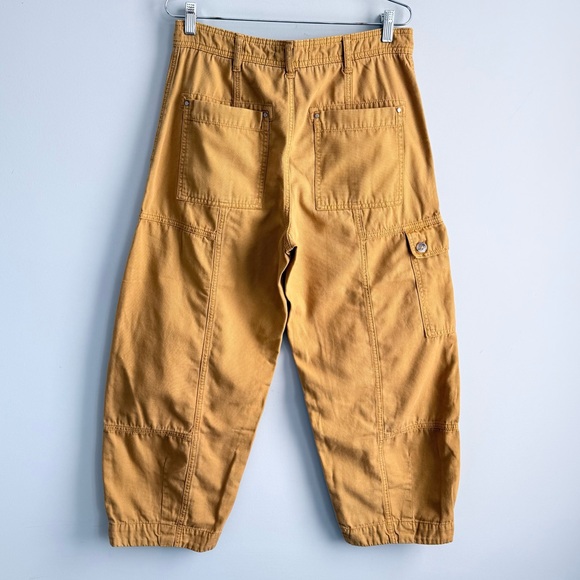 Anthropologie Brendan Utility Pants 8 Mustard Cargo Barrel Ankle High Rise Pants - Picture 6 of 16
